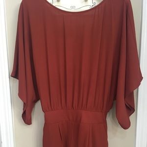 White House Black Market Romper Orange Woman 00